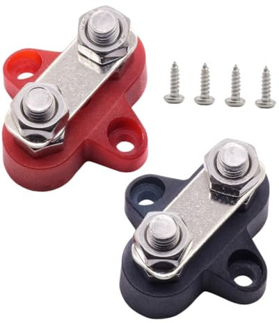 Zerodeko Barra Collettrice Doppia Per Batteria 2 Pezzi Morsettiere Per Auto e Imbarcazioni Accessori M8 Rondelle Per Cablaggio Sicuro e Resistente Modifiche Veicoli Pesanti e Nautici