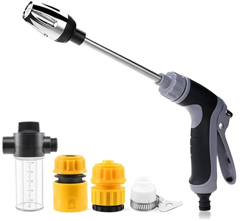 360° Rotating Waterblitz Pressure Washer,High Pressure Nozzle with Long Rod and 3Pcs Plastic Joints Garden Hose Various Spray Effects for All Hoses