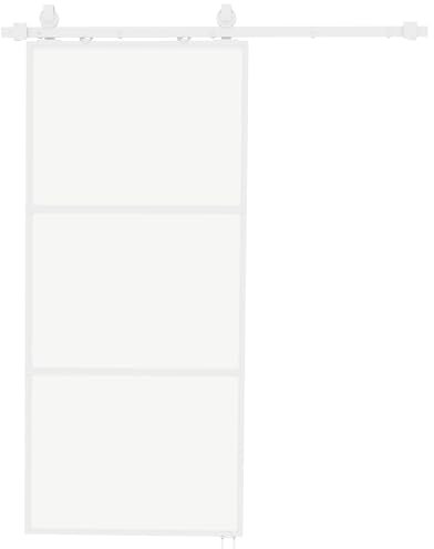 HOMCOM Puerta Corredera con Herrajes 91,4x203,2 cm Puerta Corredera de Cristal con Mecanismo Cierre Suave para Baño Salón Sala de Estar Cocina Blanco