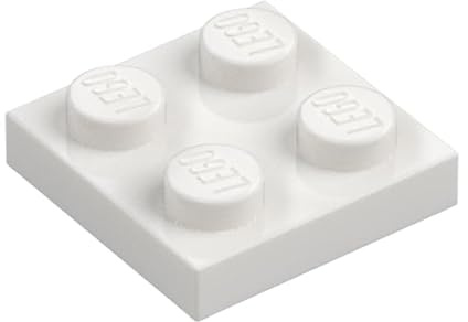 LEGO Building Plate, 2 x 2 Studs, Part 3022 (White, 10, Bricks)