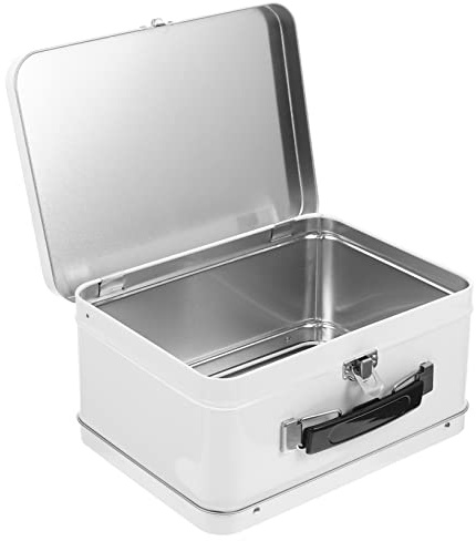 SHINEOFI Abschließbare Kleinigkeitenbox aus Weißblech im Vintage Stil Kippsicher mit Metallschloss zum Aufbewahren von Münzen oder Deko für Ihr Zimmer