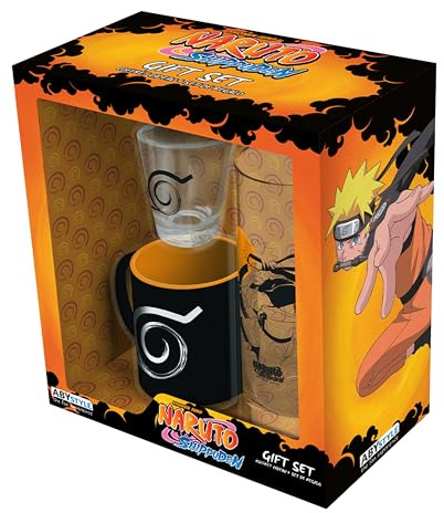 ABYSTYLE – Cofanetto NARUTO SHIPPUDEN Bicchiere + Tazza Espresso – Prodotto Ufficiale – Set 2 Pezzi – Gadget Ninja da Collezione