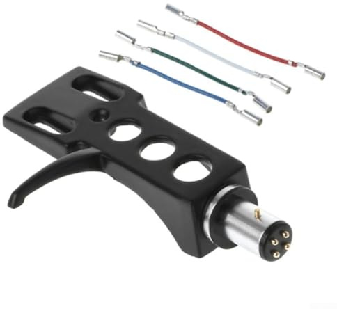 Supporto in metallo con quattro cavi di collegamento per giradischi DJ e LP professionali offrendo una soluzione affidabile di sostituzione della cartuccia (nero)