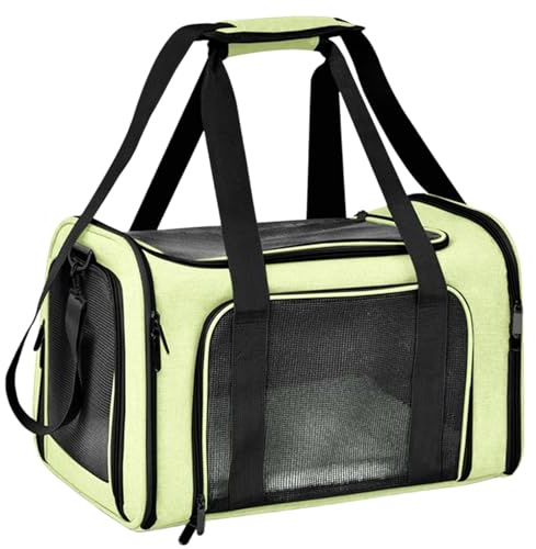 Caja de transporte para gatos y perros para gatos pequeños y medianos perros, cachorros. Caja de transporte suave, apta para vuelo, portátil y plegable. (Verde, L)