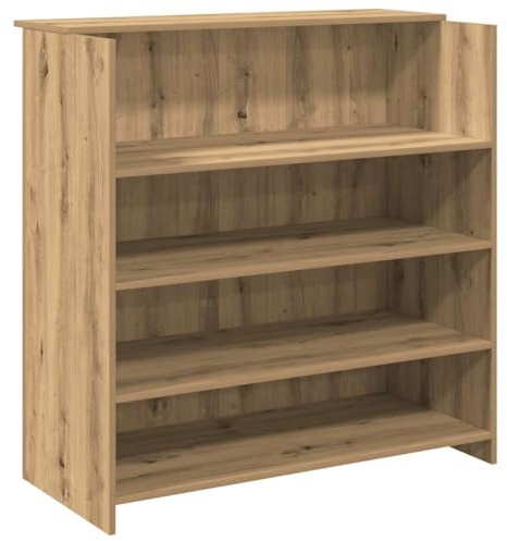 Mhdvray Bancone da ricevimento in rovere Artisan, 100 x 50 x 103,5 cm, bancone di ricevimento in legno per ufficio, praxis, parrucchiere e salone di bellezza, bancone con ripiano e bancone