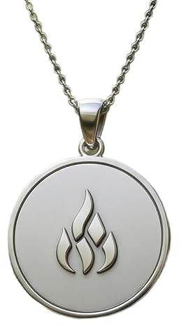 LKBEADS Collar con colgante en relieve de llama, hecho en plata de ley 925 con baño de plata, cadena de cable de 45 cm (18), dije redondo para joyería unisex hecha a mano | LK_EMBO_00821