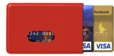 Karteo Scheckkartenhülle rot [1 Stück] Kreditkartenhülle Kartenschutzhülle für 2 Karten mit Daumenausschub für Kreditkarten EC Karte Bankkarten