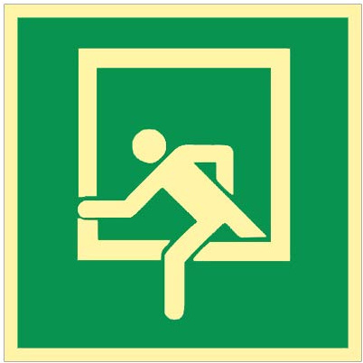 .Notausgang - Rettungsfenster Kunststoff nachleuchtend selbstklebend 200 x 200