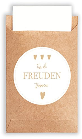 100 Umschläge & 100 Freudentränen Sticker aus Papier im Vintage-Stil | für die Hochzeit, CO2 neutrale kleine Papiertüten mit Aufklebern