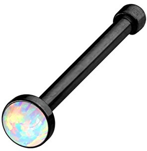 beyoutifulthings Nasen-Piercing weißer Opal Nasen-Ring Nasen-Stecker Chirurgenstahl Gold Roségold Schwarz Stab 0,8/6mm Stein 2,5mm