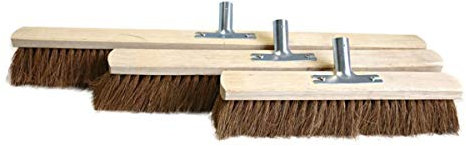 Straßenbesen, Saalbesen, Holzbesen, Besen mit Kokos bestückten Bürsten, Besen mit Metallhalter, Industriebesen, Großraumbesen, in verschiedenen Größen, braun, 5 Stück, Größe:60 cm