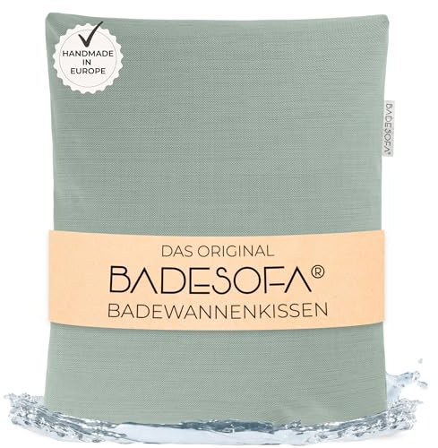BADESOFA® Badewannenkissen L | Premium-Qualität | Bequemes Wannen Kissen Made in EU | Schnelltrocknend & waschbar | Bade-Polster in Grün | Zubehör für breite, hohe Badewanne