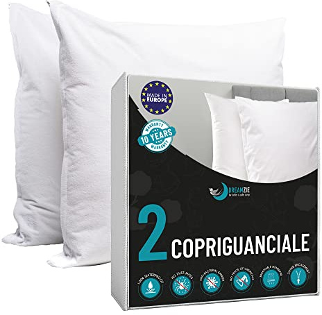 Dreamzie Wasserdichter Kissenbezug 40x60 cm 2er Set Made in EU und Oeko-TEX - Kissenschoner Antimilben und Anti Allergiker mit Reißverschluss