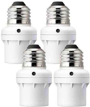 DEWENWILS Light Sensor Socket, Dusk to Dawn Sensor Socket, Light Bulb Socket for Light Fixtures, Compatible with Incandescent/CFL/LED/Halogen Bulbs, 4 Pack, ETL Listed