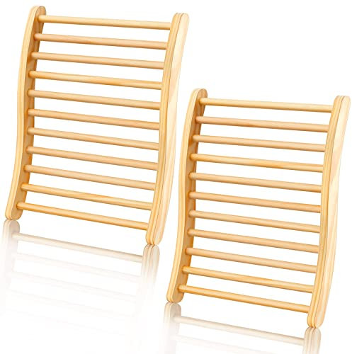 Mudder 2 Pack Sauna Backrest Infrared Wooden Sauna Accessories Backrest Slip-Resistant Cedar Ergonomic Sauna Backrest Sauna Chair with Back Universal for Barrel or Infrared Sauna Resting