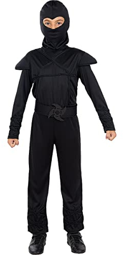 Funidelia | Déguisement Ninja noir pour garçon Ninja, Japon - Déguisement pour enfant et accessoires pour Halloween, carnaval et fêtes. - Taille 10-12 ans - Noir