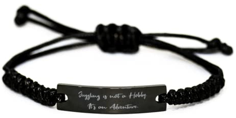 Fun Juggling Black Rope Bracelet, Juggling is not a., Gifts For Men Women, Present From Friends, Engraved Bracelet For Juggling, , Juggling balls, Juggling clubs, Juggling rings, Unicycles, Diabolos,