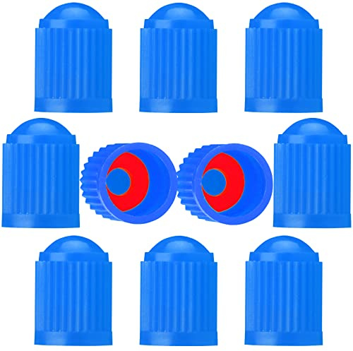 Passgenaue Ventilkappen Auto, TCPENG® Ventilkappen Fahrrad geeignet, Ventilkappen mit Dichtung für stabilen Reifendruck, Fahrrad Ventilkappen, Autoventil Kappe, Fahrradventil Kap (10 Stück Blau)