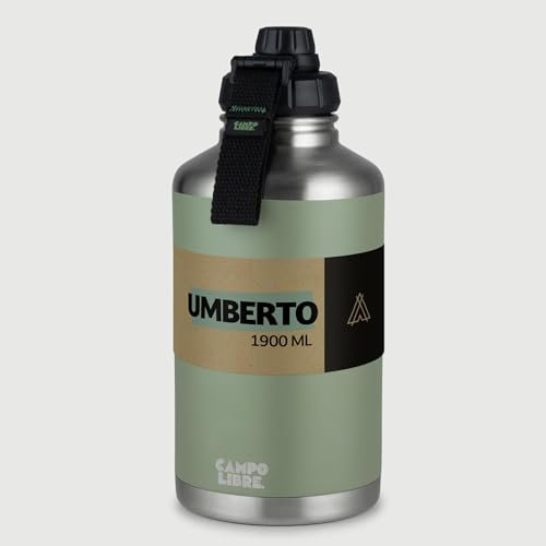 Campo Libre.® Umberto I Premium Edelstahl Trinkflasche 1l, 2l, 400ml | Thermosflasche, isolierte Wasserflasche | Auslaufsichere Isolierflasche | Kohlensäure geeignet | spülmaschinenfest