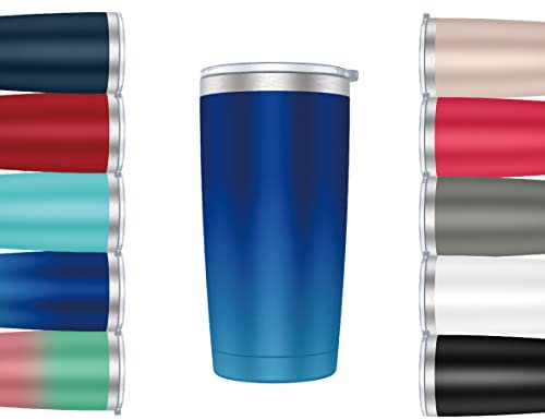 Mi Ko Mi Ka Taza Termo Café y Te para Llevar en Mano o en Coche - Taza Térmica de Acero Inoxidable con Tapa (600ml, Azul Degradado)