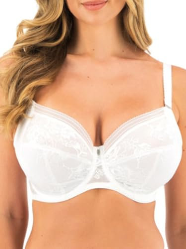 Fantasie Women's Fusion Lace Underwire Full Cup Side Support Bra Coverage, White, 38D