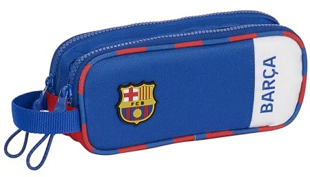 Safta F.C. Barcelona 2ª EQUIPACIÓN - Portatodo Doble Niño, Estuche Infantil, Estuche Niño, Ideal para Niños en Edad Escolar, Cómodo y Versátil, Calidad y Resistencia, 21x6x8 cm, Color Azul y Granate