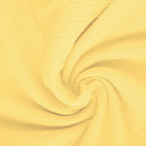 Textrend Doppelter Gaze-Musselin Stoffe Meterware - Stoff zum Nähen - Musselin - Weiches Antiallergisches Material - Textilien 1x1.45m - Stoffe Meterware (Cremefarbenes Gelb)