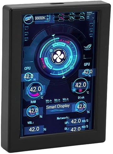 Bewinner 3,5 Zoll IPS USB Bildschirm, Stufenlose Dimmung, PC Temperaturanzeige, PC CPU RAM Datenmonitor, PC Sensorpanel Anzeige (Schwarz)