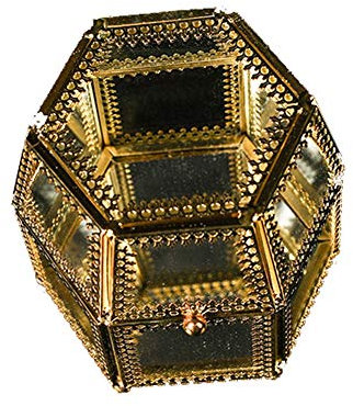 BONOOL Schmuckkästchen aus Glas, goldener Schmuck-Organizer, nordischer Stil, Retro-Ring, Ring, Ohrringe, Halskette, Aufbewahrungsbox, Schmuckkästchen für Damen