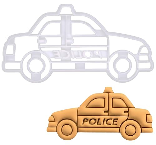 BAKERLOGY Polizeiauto Ausstechform - Detailliertes Keksausstecher-Design zum Backen und Basteln, ideal für Fondant, Teig, Ton