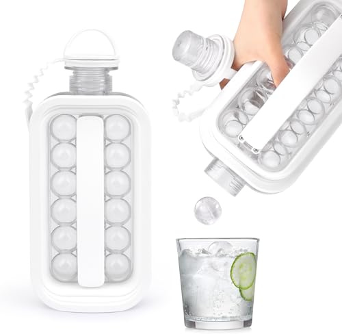 JOPHEK Ice Cube Tray with 18 Ice Cubes, Silicone & ABS Plastic, BPA Free, White, Includes Anti-Lost Straps
