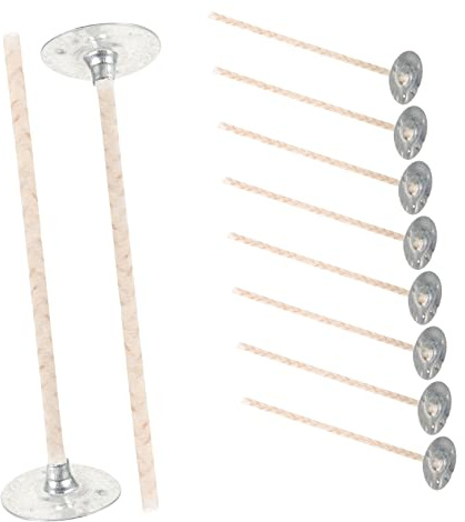 SEWACC Candle Wicks with Metal Bases - 10 Pcs Cotton Wicks for Candle Making Diy Suitable for Soy Paraffin Wax Aromatherapy Wick Replacement