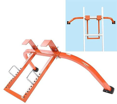 Greensen Ladder Stabilizer Safety Hook Steel Roof Ladder Extension Hook with T-Bar Rubber Handle Wall Ladder Roof Hook Stabilizer Ladder Safety Accessories (Orange)
