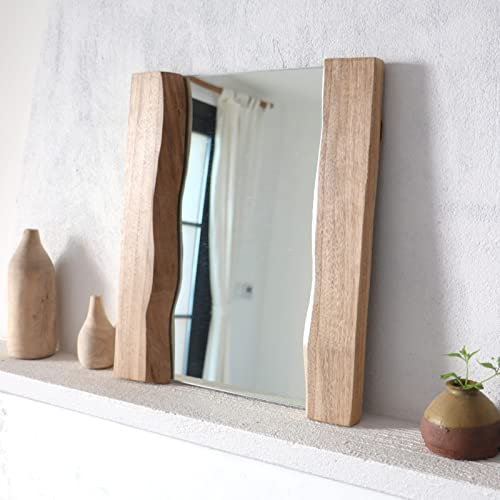 BomDog Rechteckiger Wandspiegel, Vintagerativer Holzrahmen-Badezimmer-Spiegel, Eitelkeitsspiegel/55X60Cm