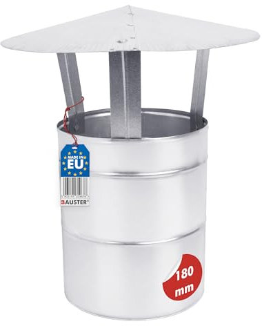 Lüftungsschornstein aus verzinktem Stahl – Wetterfester Kaminaufsatz mit Regenschutz, Ideal für Abluftrohre, Lüftungsschächte und Schornsteine Erhältlich in verschiedenen Größen ∅80-250mm (∅ 180mm)