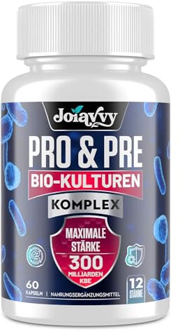 Darmflora Aufbau Kulturen Komplex, 300 Mrd. KbE/g, Höchste Potenz Stämme mit Inulin, 16-in-1 Darmbakterien Magensaftresistent Kapseln, 100% Vegan, 60 Stück (1er Pack)