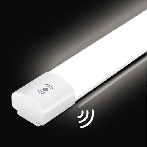IEGLED LED Feuchtraumleuchte mit Bewegungsmelder 120CM, 36W 4000LM LED Deckenleuchte mit Bewegungsmelder, 4000K Deckenlampe IP65, Röhre als Kellerlampe, Werkstatt Lampe