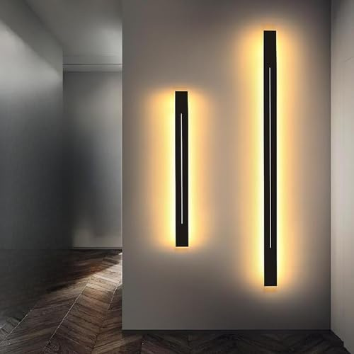Modern LED Wandleuchte Innen Acryl Wandlampe Neutralweiß/Warmweißes/Kaltweiß Wandlicht Lampen Lange Wandbeleuchtung Buchlampe Lesen für Wohnzimmer Schlafzimmer Treppen (Schwarz Warms Licht,100CM)