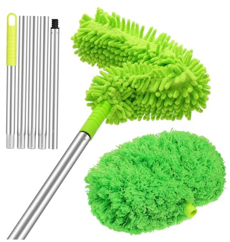 Healeved Cepillo De Limpieza Extensible Mango Para Techos Altos Limpia Plumero Para Ventiladores De Techo Paredes y Ventanas Herramienta De Limpieza