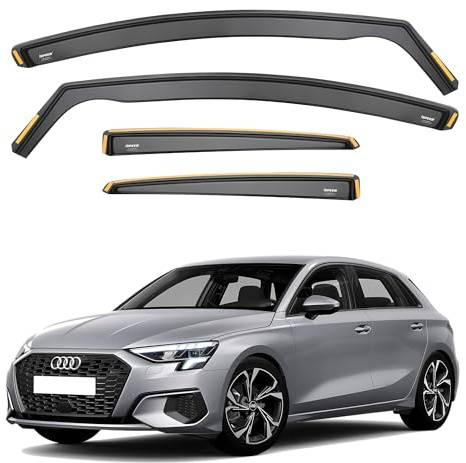 ISPEED Wind Deflectors for AUDI A3 MK4 2020-2026 5 Door Hatchback 4pc Set - Keep Your Car Ventilated In Rain - Reduce Wind Turbulence - Tinted In-Channel Type