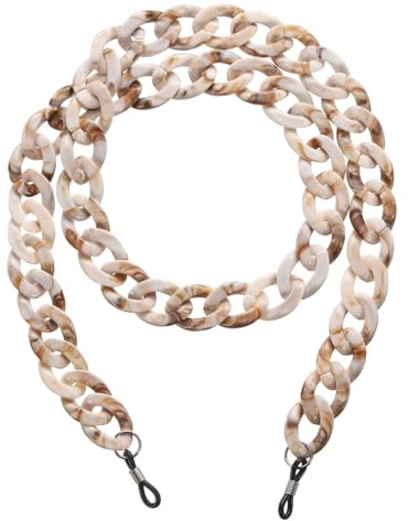 QUARKZMAN Brillenketten für Frauen, Acryl Brillenhalter Ketten Verstellbare Sonnenbrillen Halterungsketten Perlenkette Halter Anti-Verlust Band für Sonnenbrillen, Klar Weiß