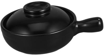 VERDANVERSE Marmite à Riz en Argile avec Couvercle Noir 600ml Résistante Haute Température pour Mijoter Lors de Réunions Familiales
