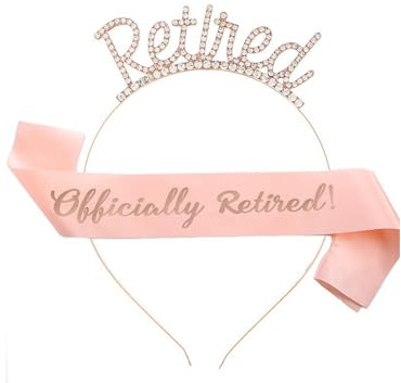 Ruhestand Party Dekorationen, Happy Retirement Rose Gold Retired Schärpe mit Roségold Schriftzug, Ruhestand Schärpe für Frauen, für Frauen Geburtstag Abschied Ruhestand Party Supplies