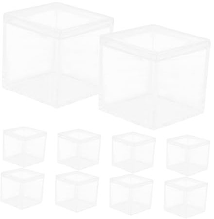 MAGICLULU 10stücke Quadratische Bonbonschachtel Aus Kunststoff Mit Deckel Transparente Wiederverwendbare Aufbewahrungsbox Für Bastelarbeiten Und Partydekoration