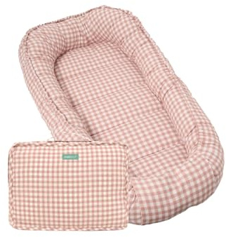 molis&co. Nid bébé 90 x 50 cm. Réducteur de Berceau ou nid de co-Sleeping pour bébés. Coton. Lit portatif ou de Voyage pour Nouveau-né Oeko-TEX 100 (Dusty Rose)