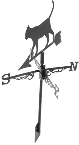 HEMOTON Edelstahl Windfahne Katzen-Design Wetterfeste Garten-deko Langlebig Windrichtungsanzeiger Für Balkon Terrasse Und Garten Einfach Zu Montieren Rostbeständig