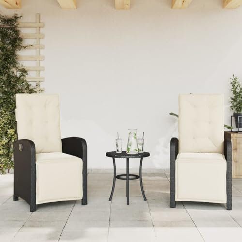 XINCXIN Gartensessel, Terrassenstühle Gartensessel Korbsessel Stühle Geeignet für Terrace Outdoor Pool Balcony mit Fußteil 2 STK. Verstellbar Schwarz Poly Rattan