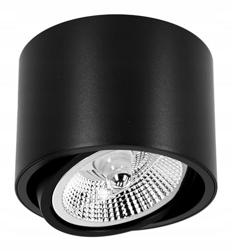 LED Deckenspot Aufbaustrahler, schwarze Farbe, Aufbauspot schwenkbar Deckenstrahler 230V, Deckenleuchte mit AR111 Fassung Deckenlampe Aufputz Spots aus Aluminium, Aufbauleuchte Rund (schwarze Farbe)