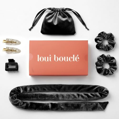loui bouclé Heatless Curls Lockenband über Nacht | Locken ohne Hitze | 186cm Lockenwickler für langes Haar | Overnight Curls – Black Bloom