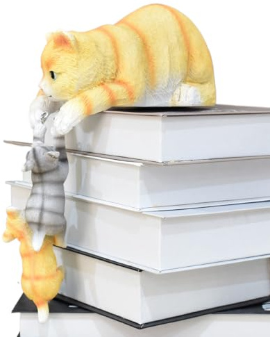 Rrlihjgu Figuras De Gato Divertidas | Figura De Gato Graciosa Estatuilla De Escritorio,Escultura de Resina Adorable para Decoración de Estantería y Escritorio, Accesorios de Hogar, Regalo para Mamá,